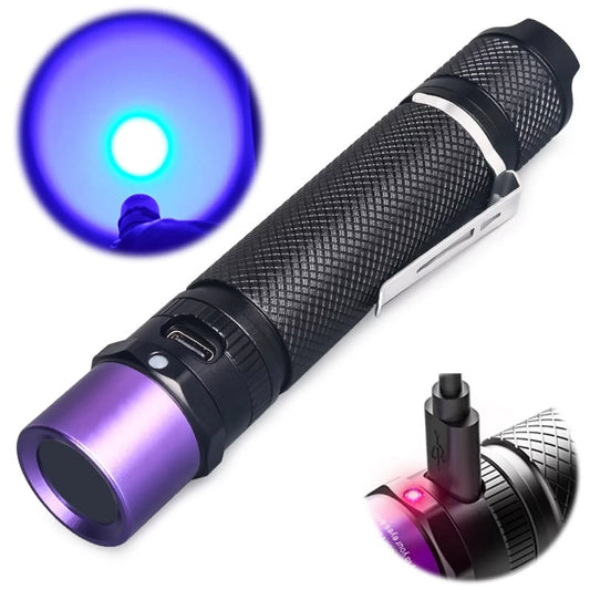 Ging uv flashlight uv304 365nm blacklight led high power usb type*c charging port identification handheld black light uv torch for glue,pet urine, counterfeit money, resin…(uv304d)…