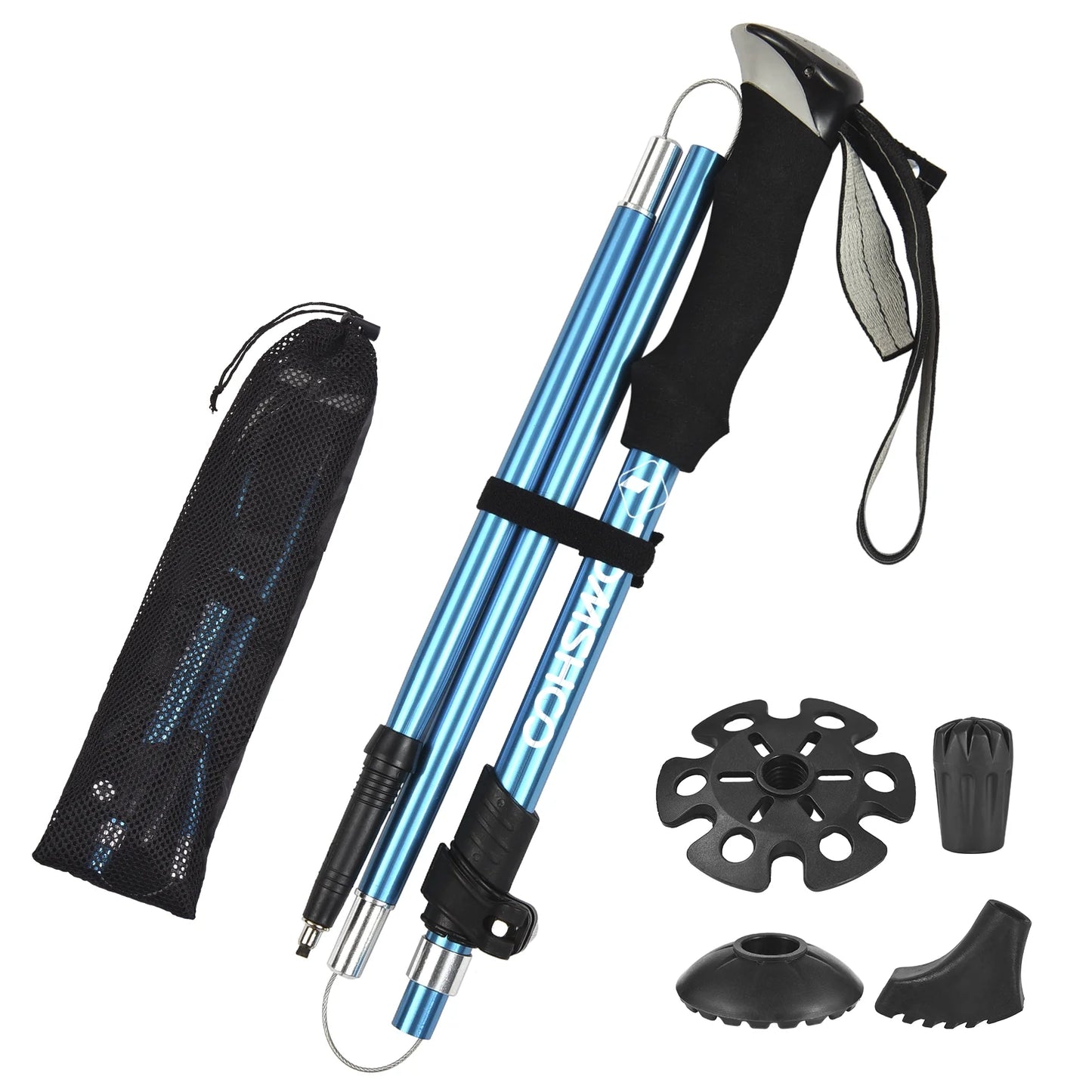 Tomshoo trekking pole for hiking camping backpacking, lightweight and durable, blue