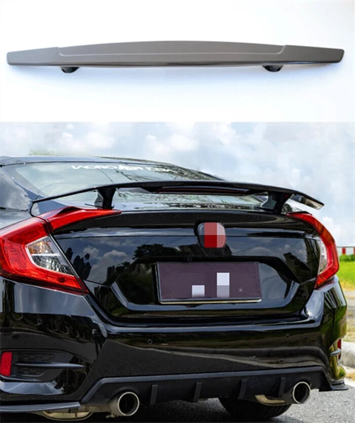 For 2016-2021 honda civic sedan trunk spoiler wing lip glossy black brake light