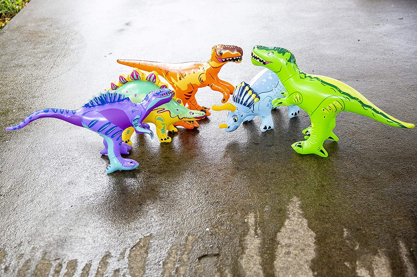 Dazmers | inflatable dinosaur toys set with pump - dinosaur playset t-rex