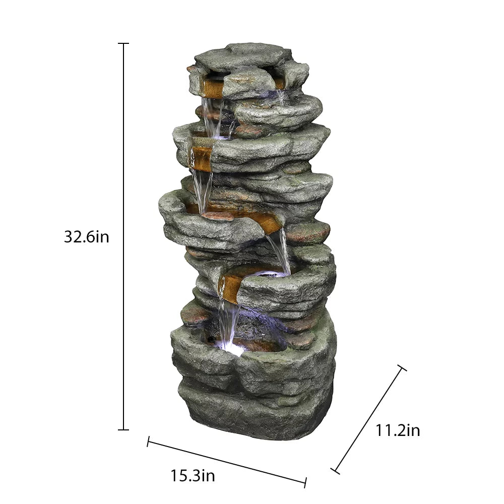 Bmtbuy 32.6inches rock water fountain with led lights