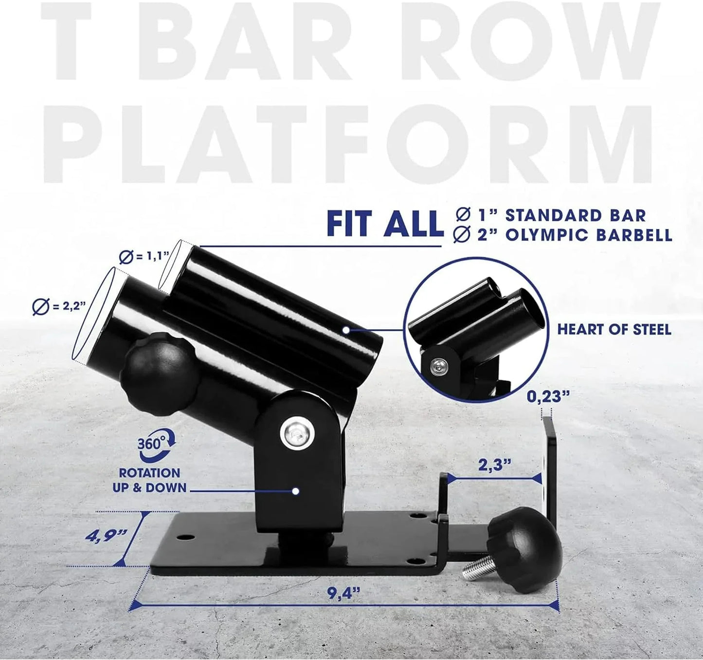 Yes4all t-bar row platform with 360-degree swivel black