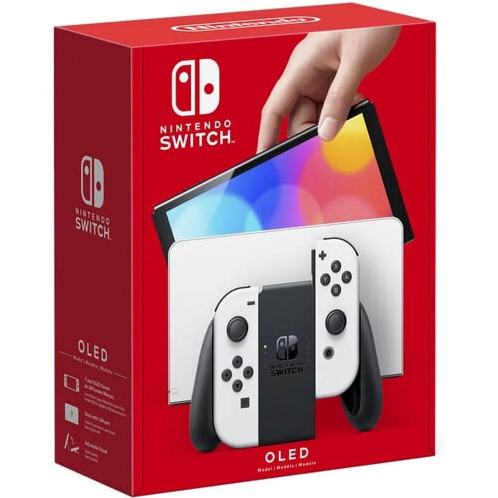 Nintendo switch oled white console with minecraft game