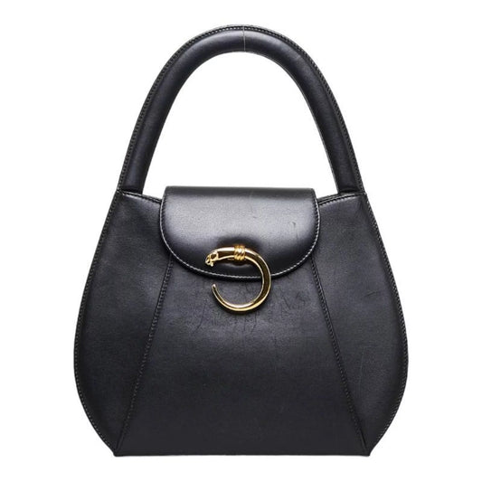 Pre-owned cartier panthère handbag black gold leather ladies cartier (good)