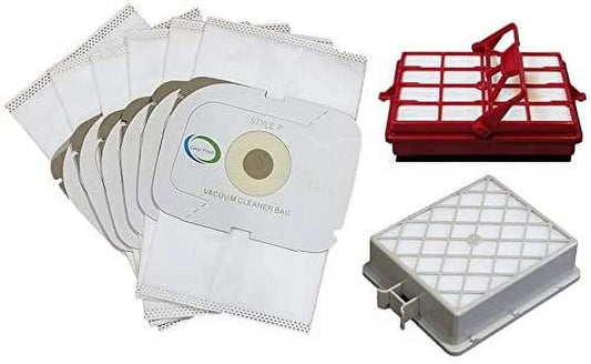 Casa fresh style p hepa vacuum bag and filter bundle. compatible with aerus lux guardian platinum canister vacuum cleaner. 6 cloth bags, 1 long life hepa after filter, and 1 hepa & carbon pre-filter.