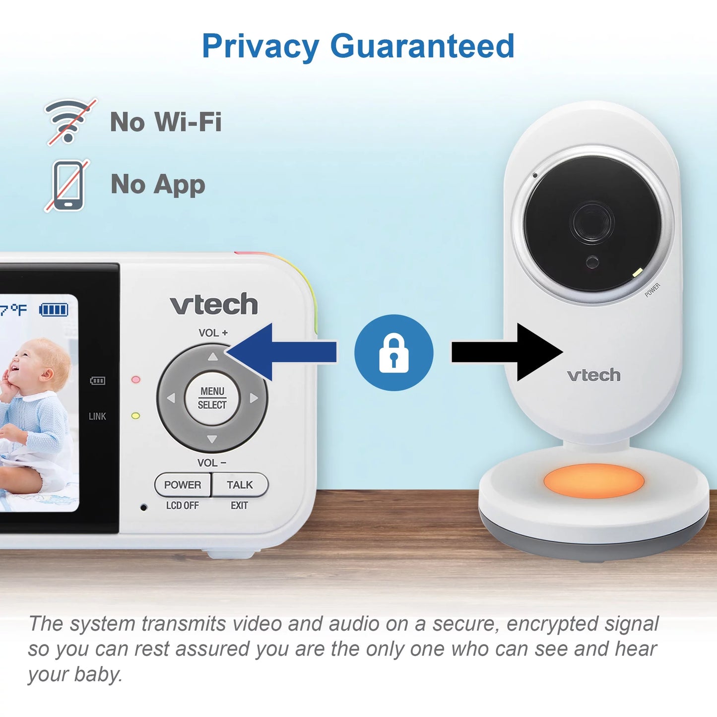 Vtech vm3254-2 fixed camera with 2.8" high resolution parent unit and 2 cameras