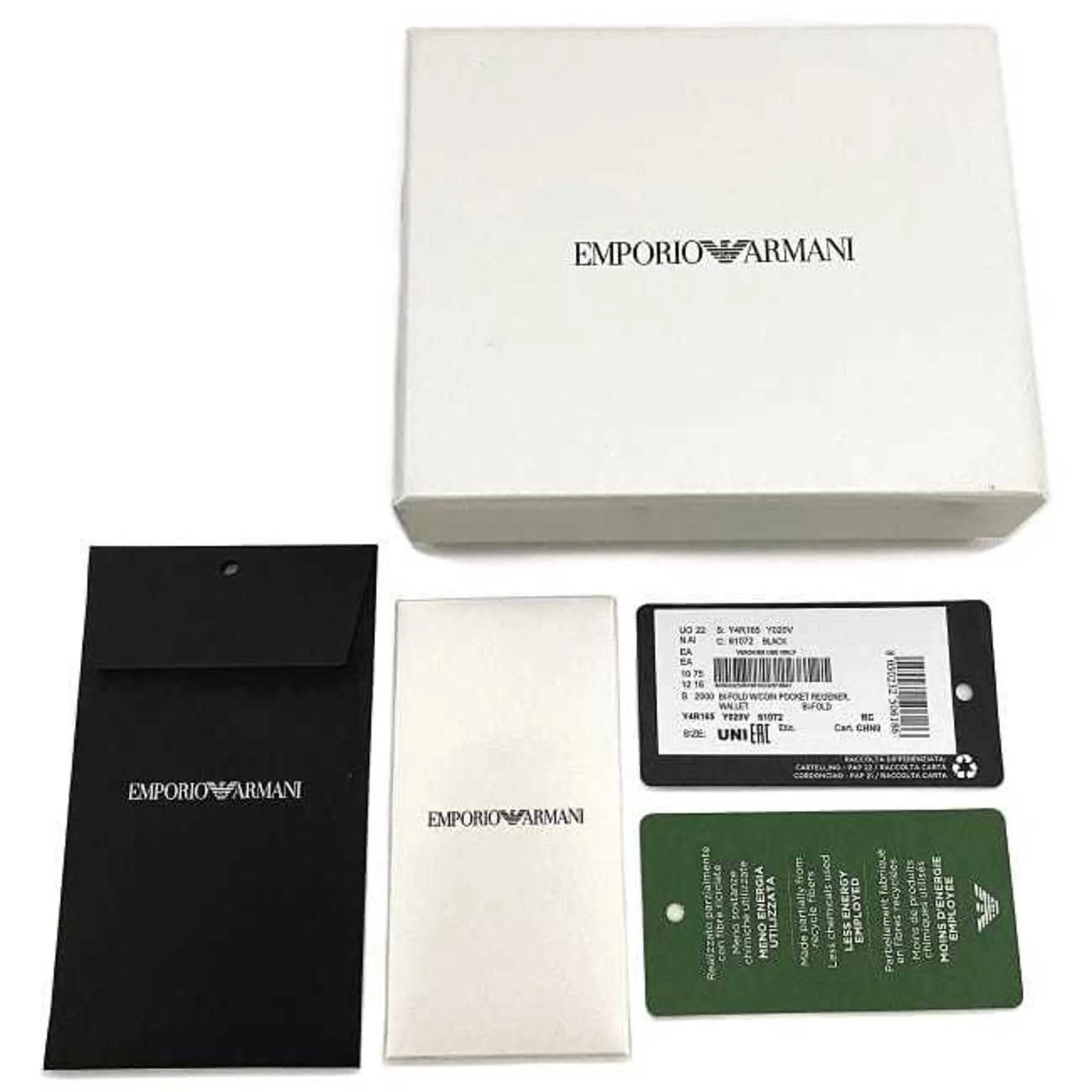 Pre-owned emporio armani folio wallet black white y4r165 leather emporio armani men's (like new)