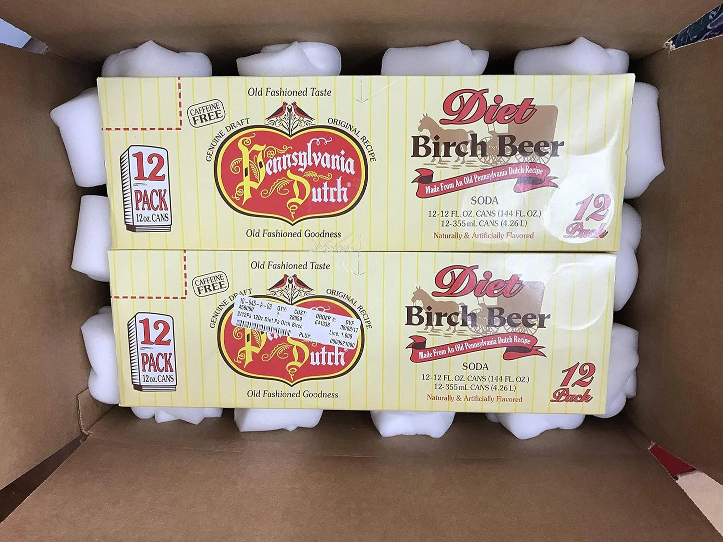 Pa dutch diet birch beer, protected with high-density foam, favorite amish drink, 12 oz. cans (case of 24 cans)