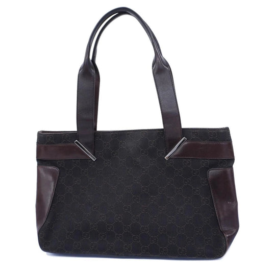 Pre-owned gucci tote bag 73983 denim brown women's (good)