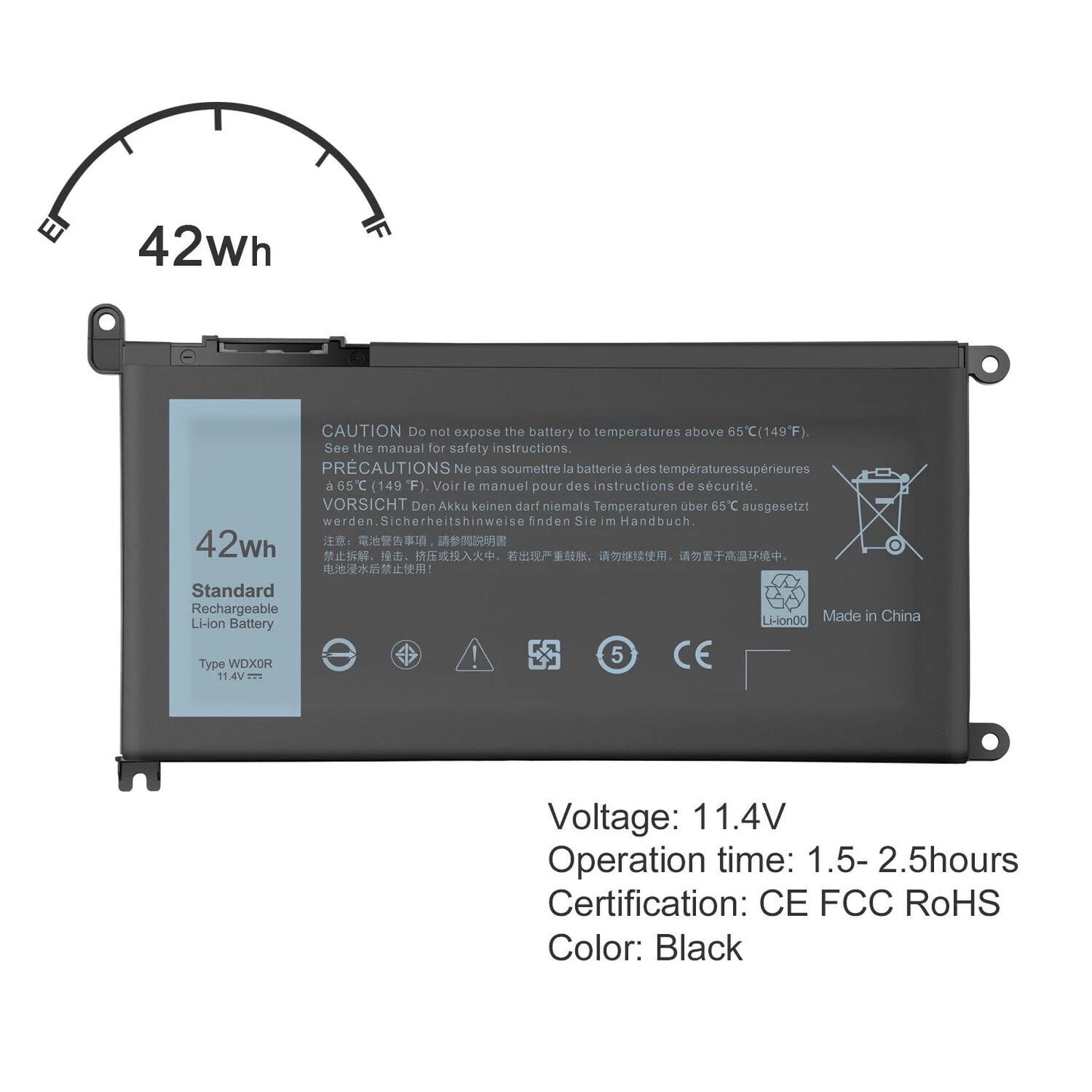 4cell wdx0r notebook computer battery for dell inspiron 13-5000 13-7000 15-5000 15-7000 new