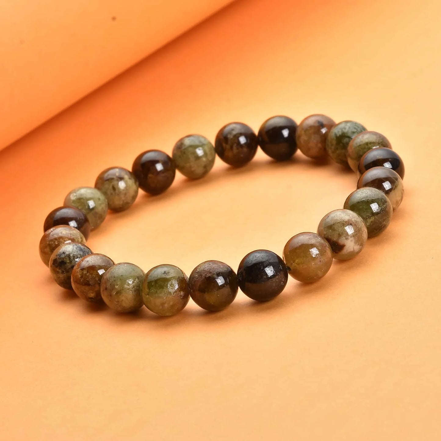 Shop lc ct 155 green garnet 8-10mm beaded stretch bracelet for women mothers day gifts for mom