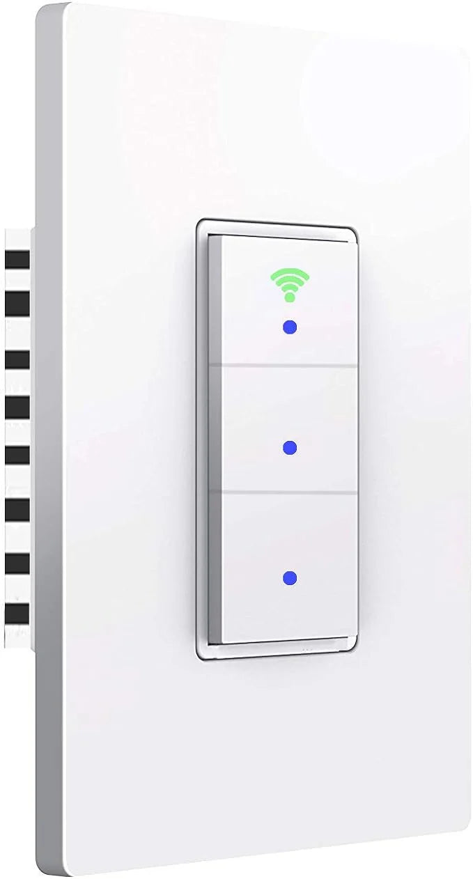 Sana smart light switch,wifi wall light switch, easy installation and app control, compatible with alexa and google home, no hub required (3 switches in 1 gang)