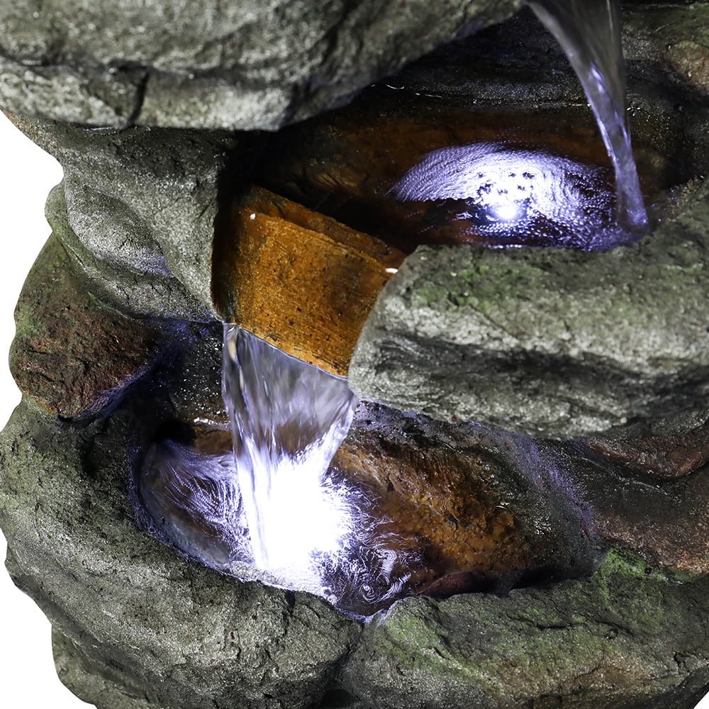 Bmtbuy 32.6inches rock water fountain with led lights