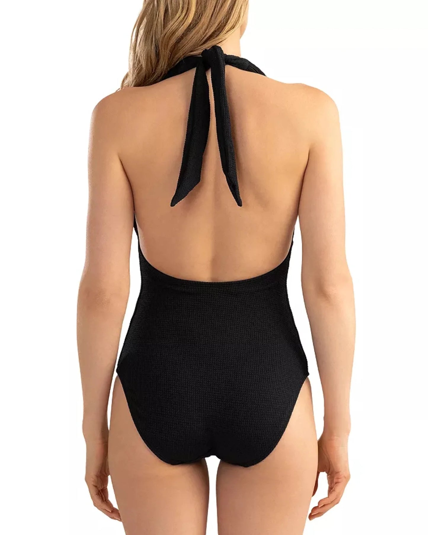 Shoshanna plisse halter one piece swimsuit