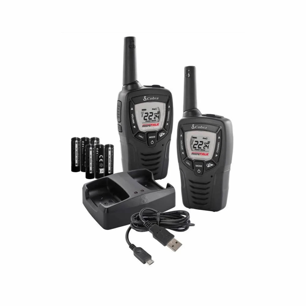 2 cobra acxt390 microtalk 23 mile frs/gmrs 22 channel walkie talkie 2way radios