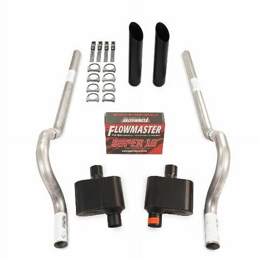 62-74 mopar b body car 2.5" dual exhaust kit flowmaster super 10 rear exit bw