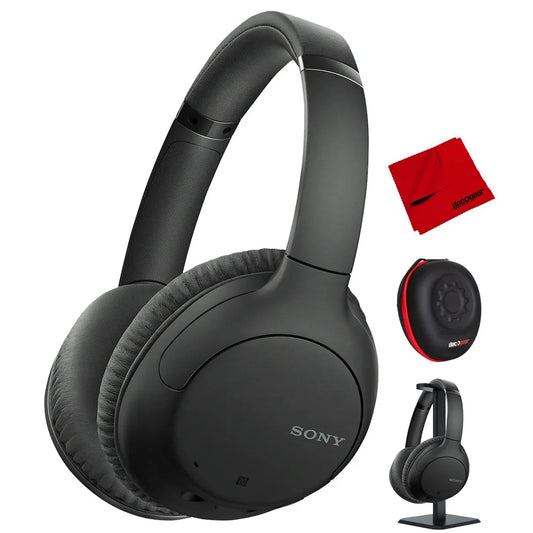 Sony wh-ch710n wireless noise-canceling headphones bundle with deco gear headphone case and stand for the whch710n model headphones (black)