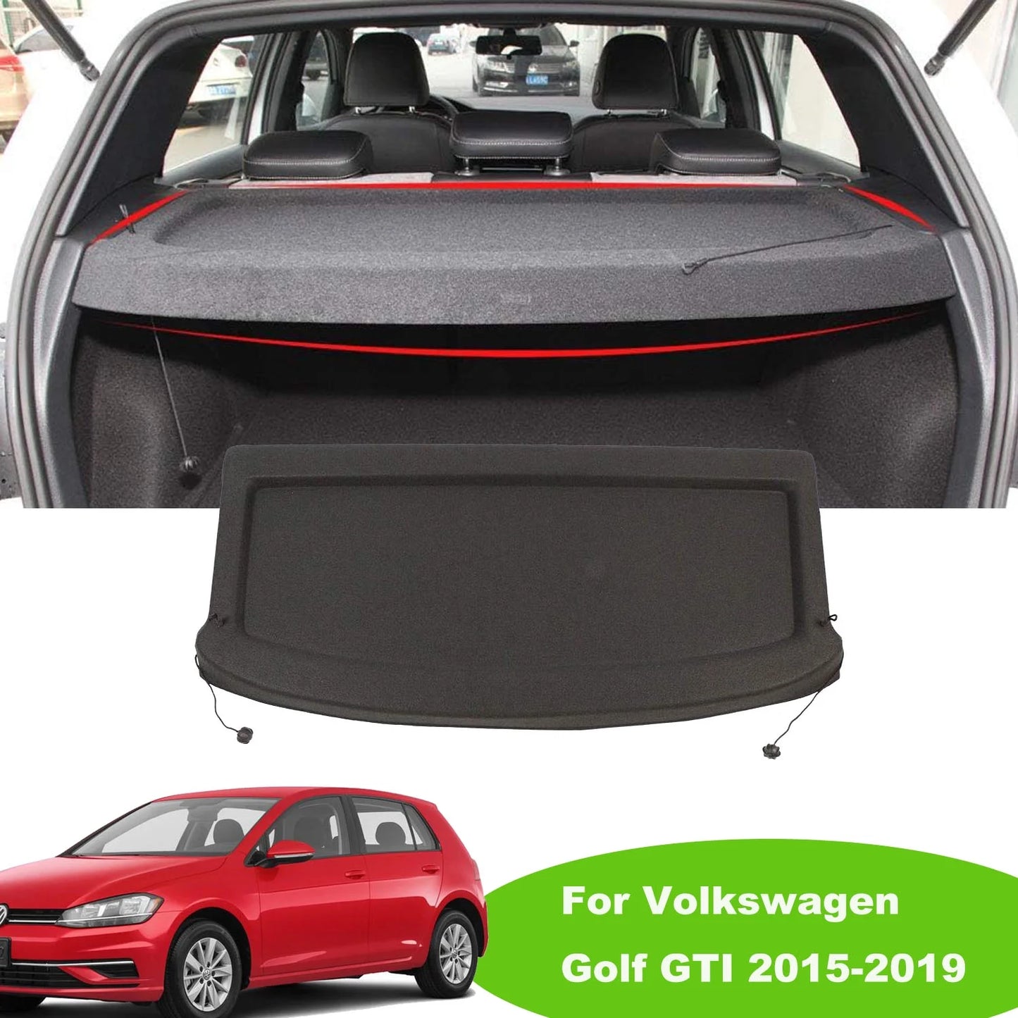 Fit 2015-2019 volkswagen gti golf 7 non-retractable cargo cover for 2015 2016 2017 2018 2019 vw gti golf 7 hatchback rear trunk luggage privacy shade accessory, black