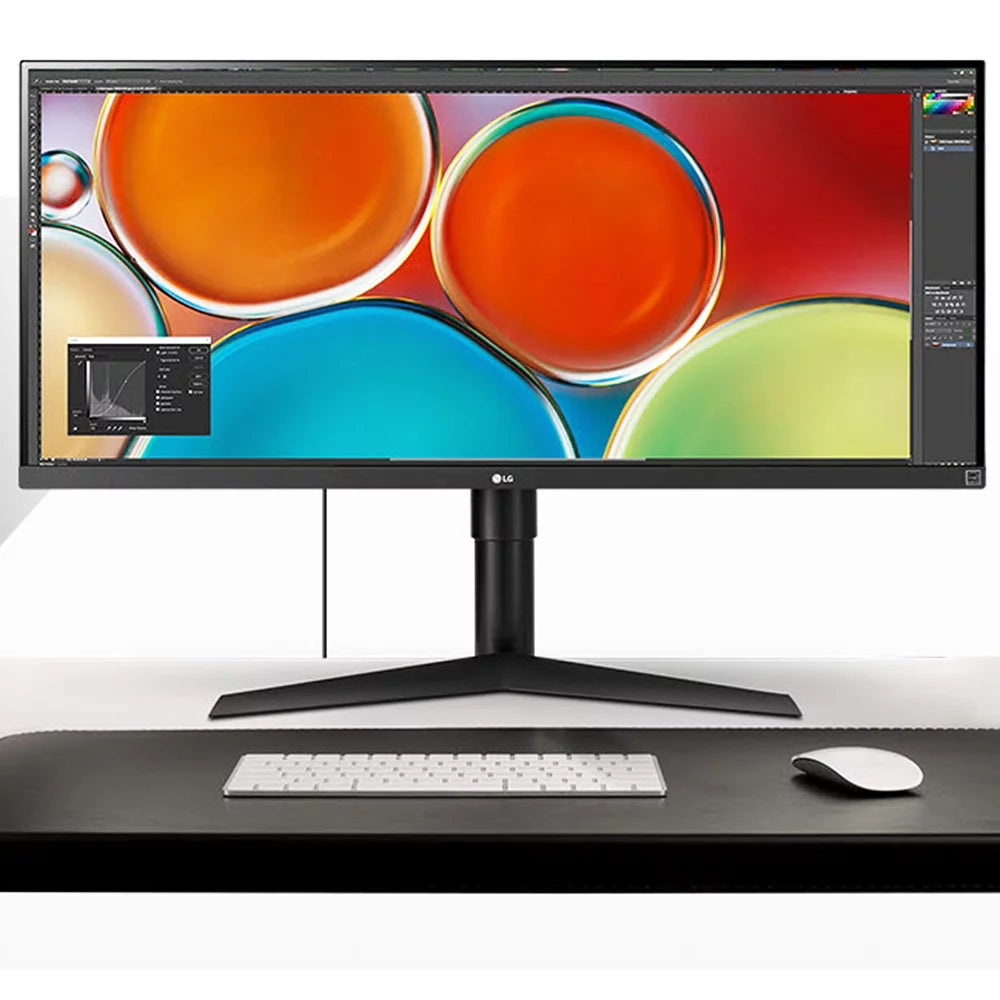 Open box lg 34wp65g-b ultrawide monitor 34" 21:9 full hd (2560 x 1080) ips display, vesa displayhdr 400, amd freesync, height and tilt adjustable stand - black