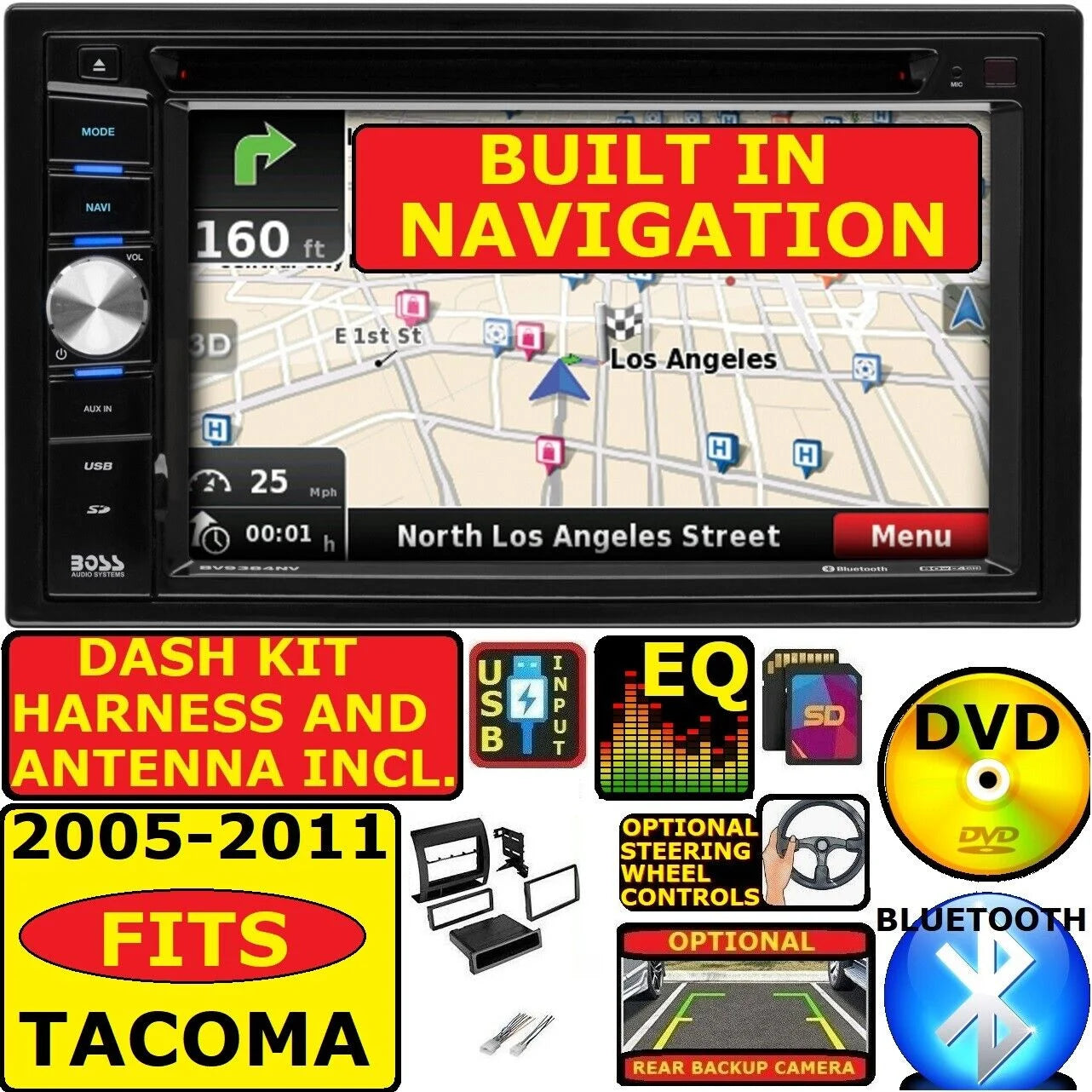 For 05-11 tacoma navigation apple carplay android auto bluetooth usb cd/dvd car radio stereo