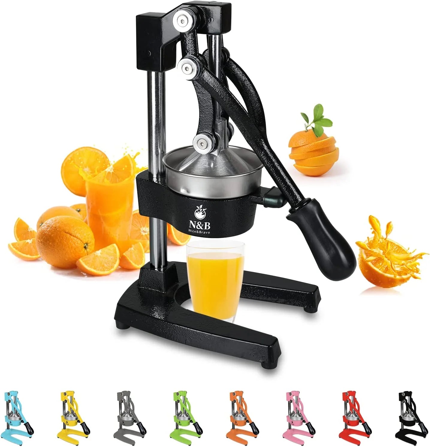 Professional commercial grade hand juicer, manual citrus press orange squeezer, grey