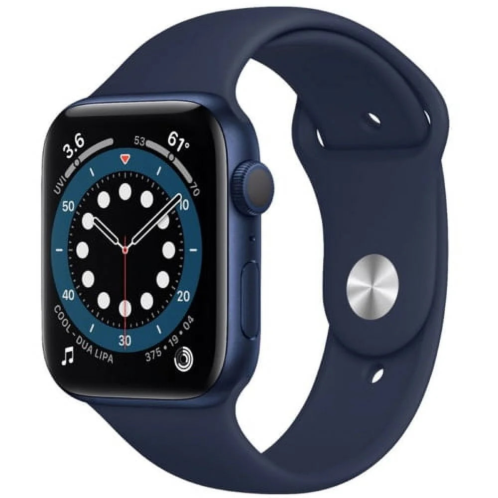 Pre-owned apple watch series 6 44mm gps - blue aluminum case - navy sport band (2020) - fair