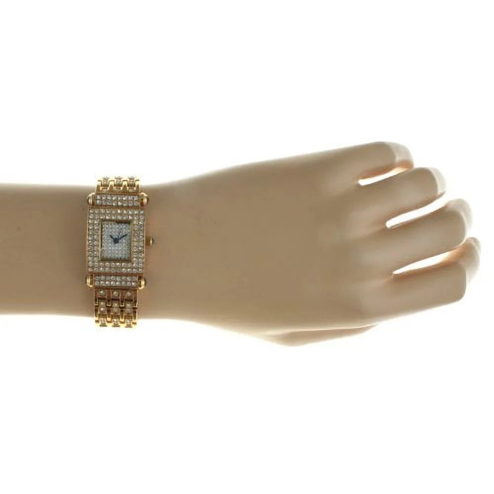 Peugeot women's 691g crystal-accented gold-tone watch with two interchangeable leather bands