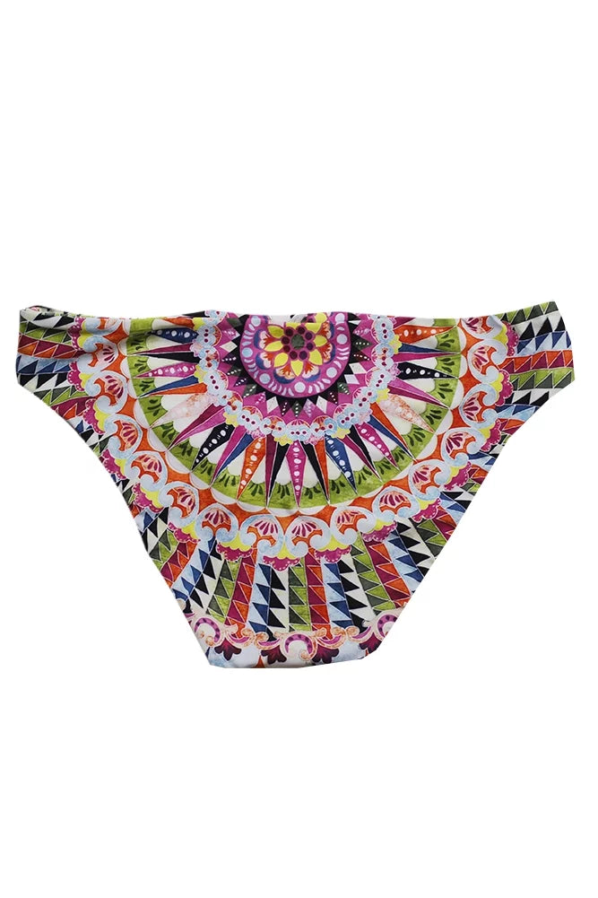 Bar iii pink multi cartwheels printed reversible cutout bikini bottom l