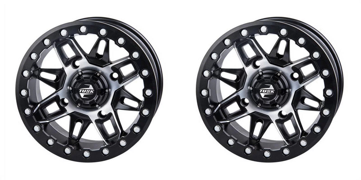 (2 pack) 4/137 tusk wasatch beadlock wheel 15x7 5.0 + 2.0 machined/black for can-am defender hd10 pro limited 2021-2022