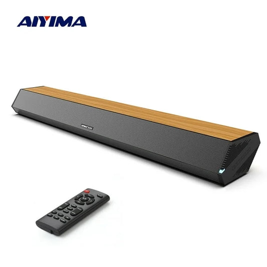 Aiyima s03pro soundbar 28-inch 60w with hdmi-arc, bluetooth 5.0, optical coaxial usb aux connection, 4 speakers, 3 eqs, 110db surround sound bar home theater audio soundbar system for tv