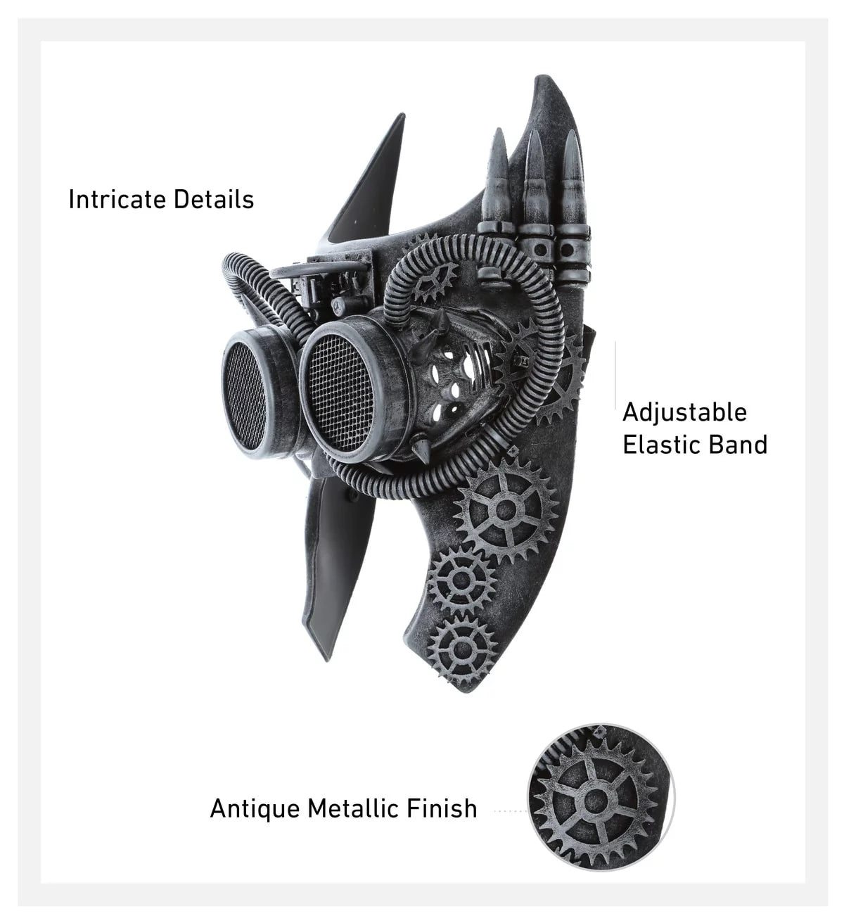 Attitude studio steampunk gladiator half face mask robot goggle costume - silver