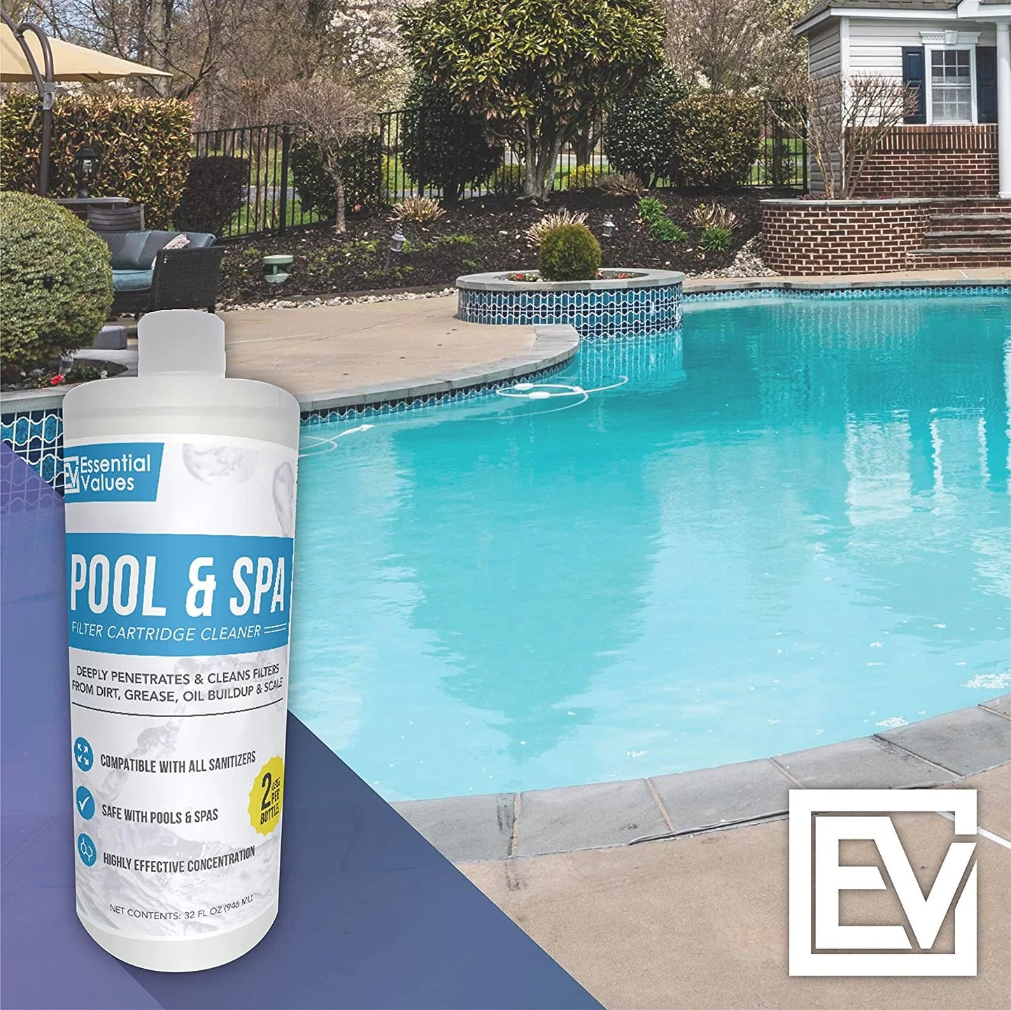 Essential values spa cartridge cleaner | pool cartridge cleaner (2 pack)