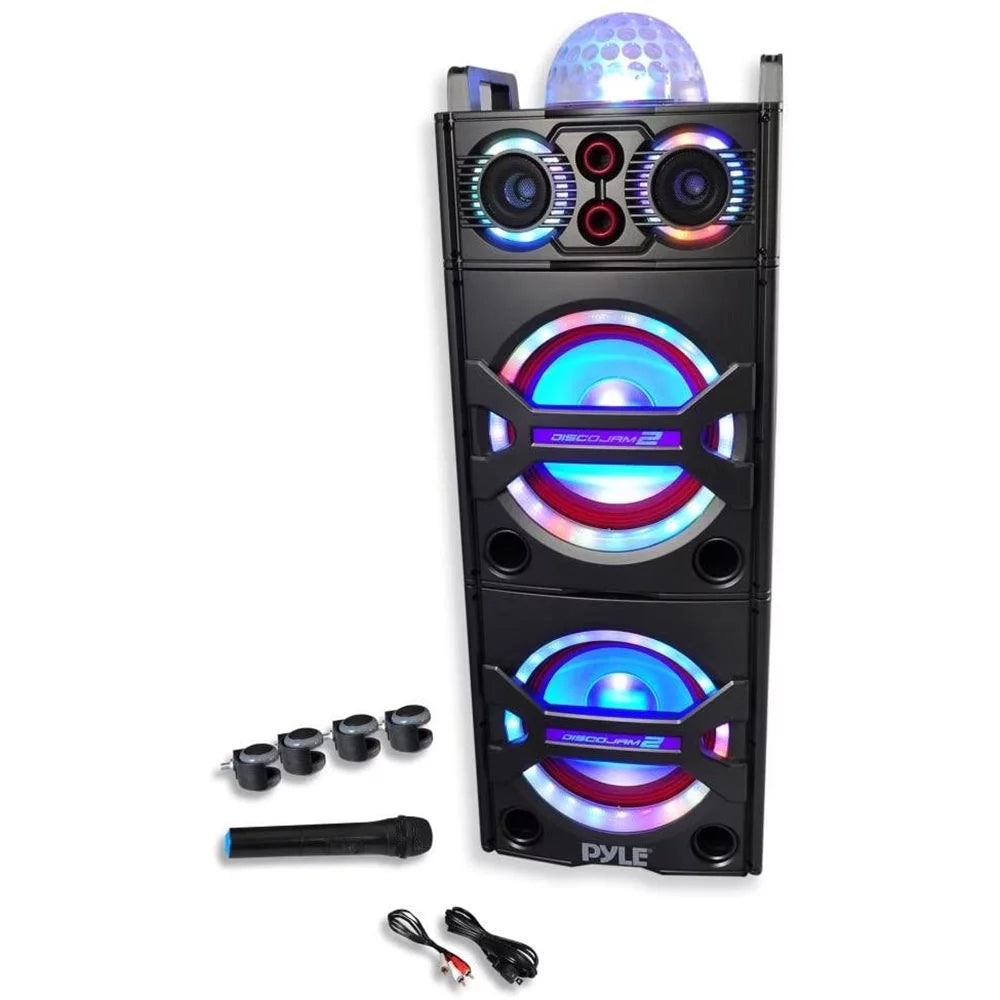 Pyle psufm1043bt portable bluetooth speaker system with flashing party lights