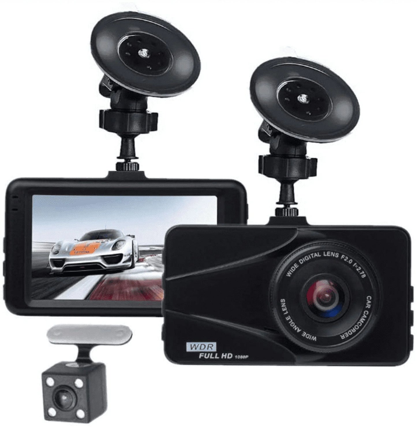 T670 plus dvr dash cam for nissan dual travel recorder full hd 3" lcd screen 170° wide angle, wdr, g-sensor, loop recording motion detection excellent video images