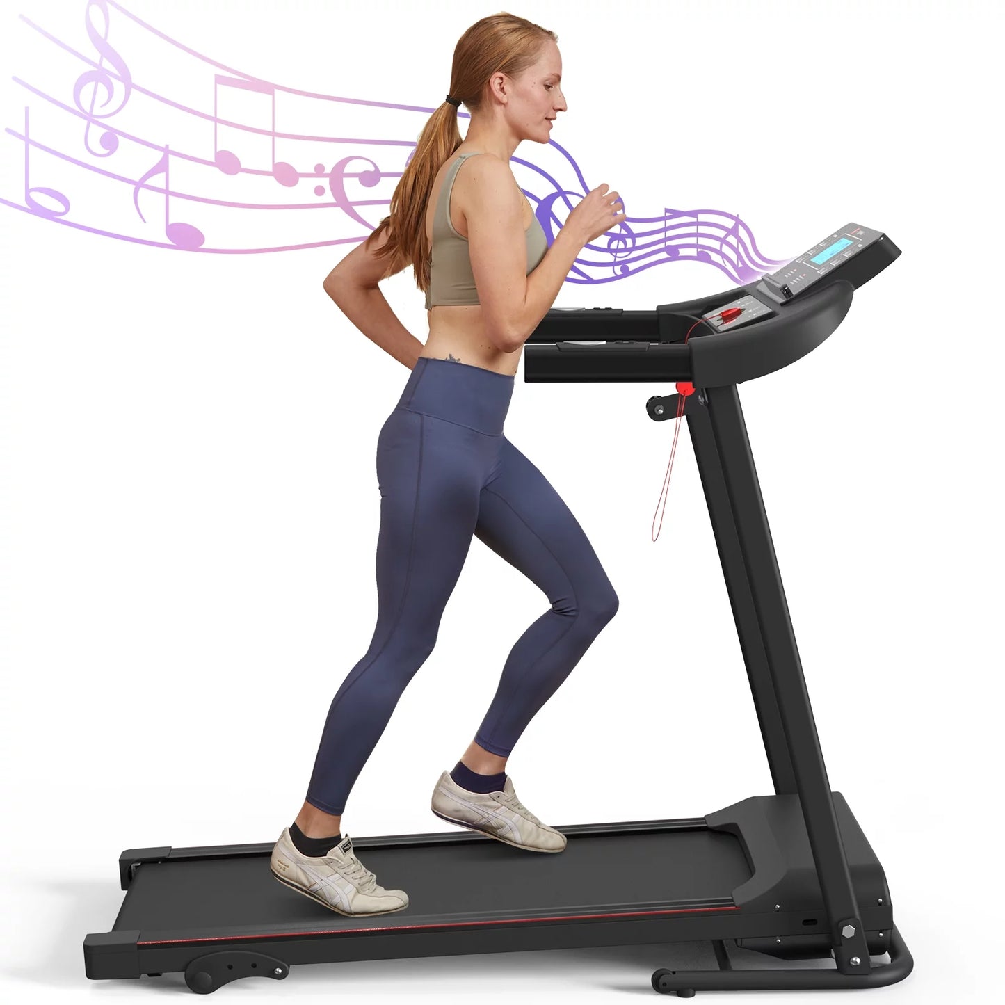 Relife sports foldable treadmill with incline 220lbs walking pad, 0.5-7.5mph, black