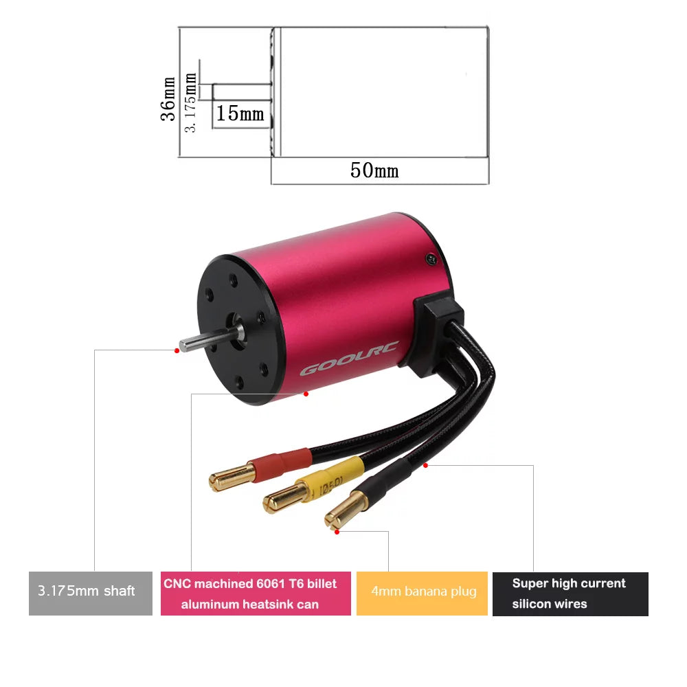 Goolrc esc,motor 1/10s3650 3100kv 4 poles motor eryue poles motor 1/10 3100kv 4 poles 3100kv motor s3650 car 3650 motor rookin car coolrc motor