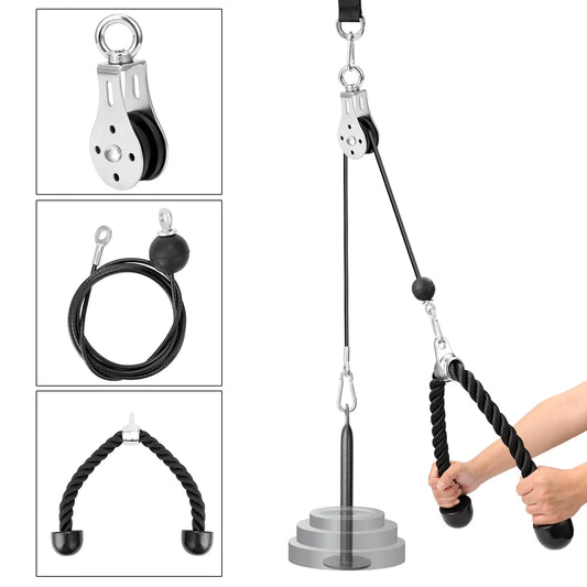 Fitness diy pulley cable machine attachment system loading pin lifting arm biceps triceps blaster hand strength training equipment