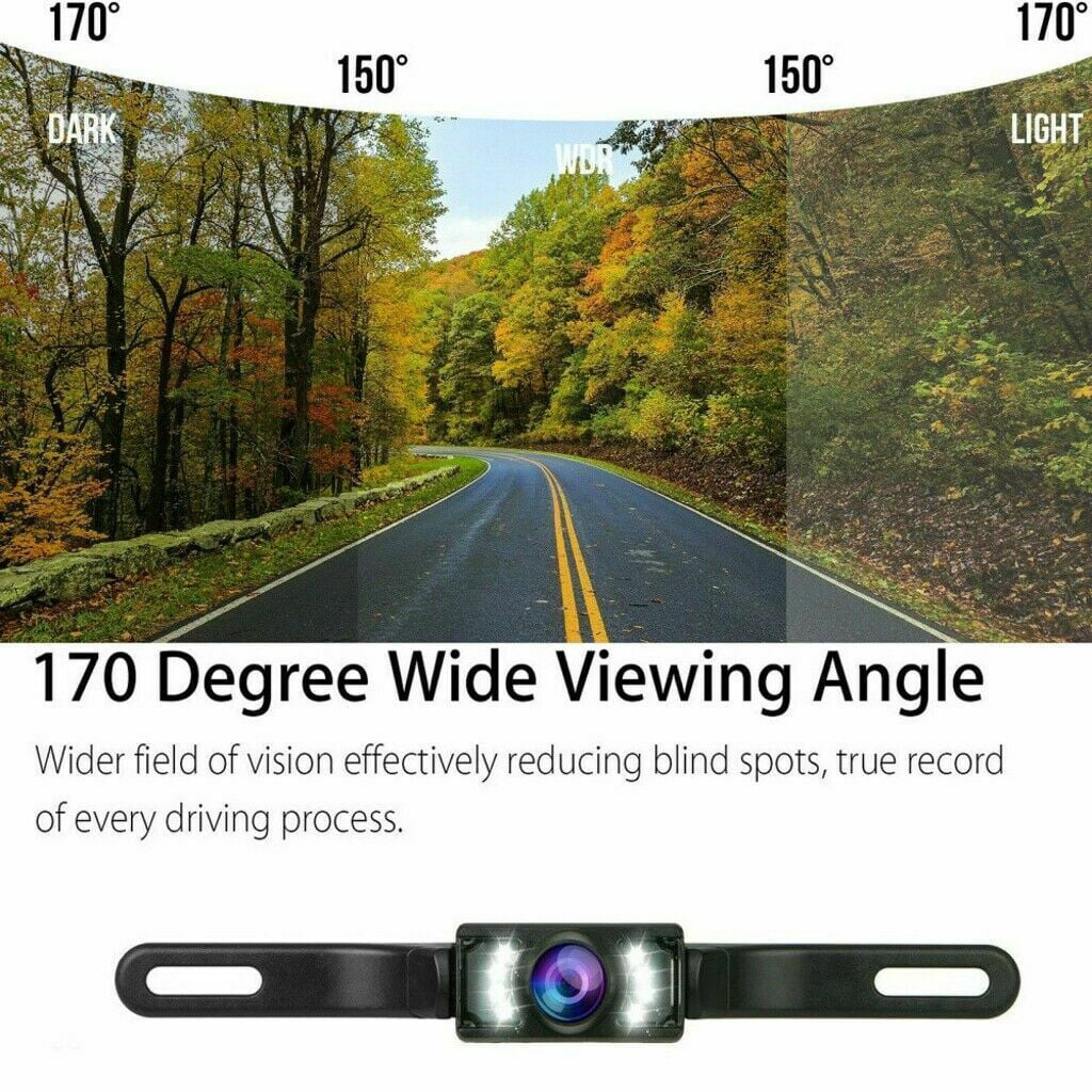 Car backup camera kit 4.3" mirror monitor waterproof license plate vehicle rear view camera with 7 led ir night vision