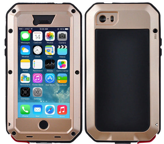 Gorilla glass aluminum metal iphone 6s plus case (gold) heavy duty military grade shockproof and scratch resistant protection, rugged outdoor travel