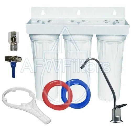 Afw filters 3 stage 10" drinking water filter sediment & carbon with faucet