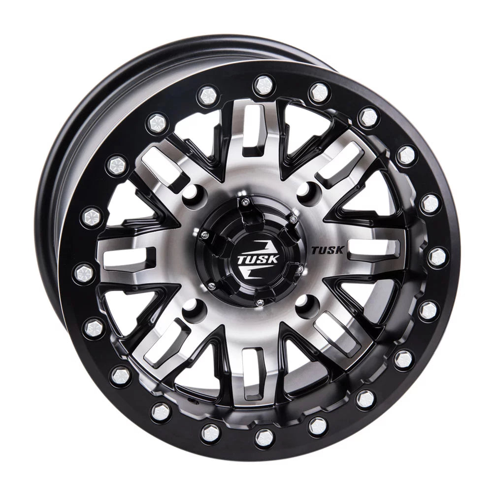 4/156 tusk teton beadlock wheel 15x7 5.0 + 2.0 machined/black for yamaha wolverine rmax 2 1000 sport 2022