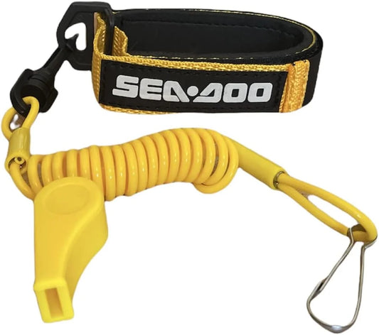 Seadoo dess key replacement repair safety lanyard tether cord with whistle sea doo sea-doo yellow, , universal size