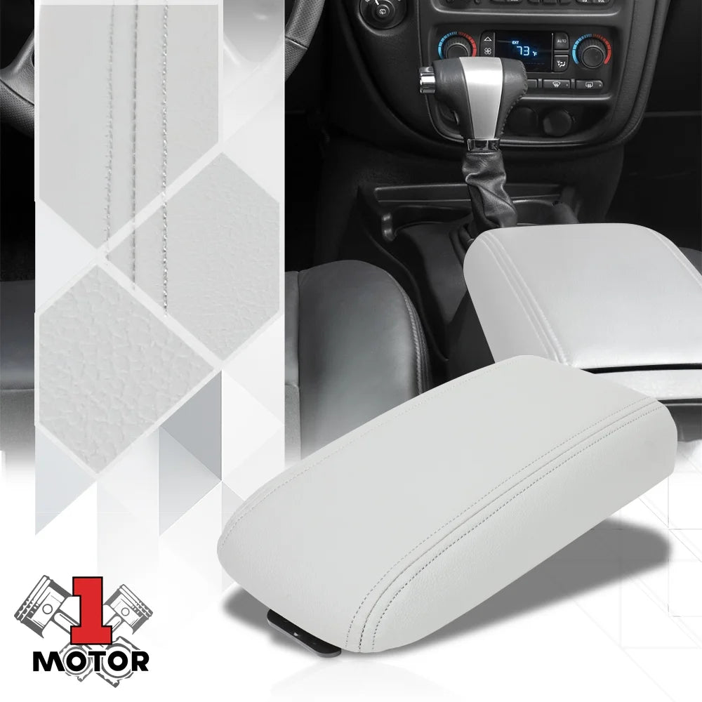 Center console arm rest lid grey leather oe style for 02-09 trailblazer/bravada fits select: 2002-2009 chevrolet trailblazer, 2002-2009 gmc envoy