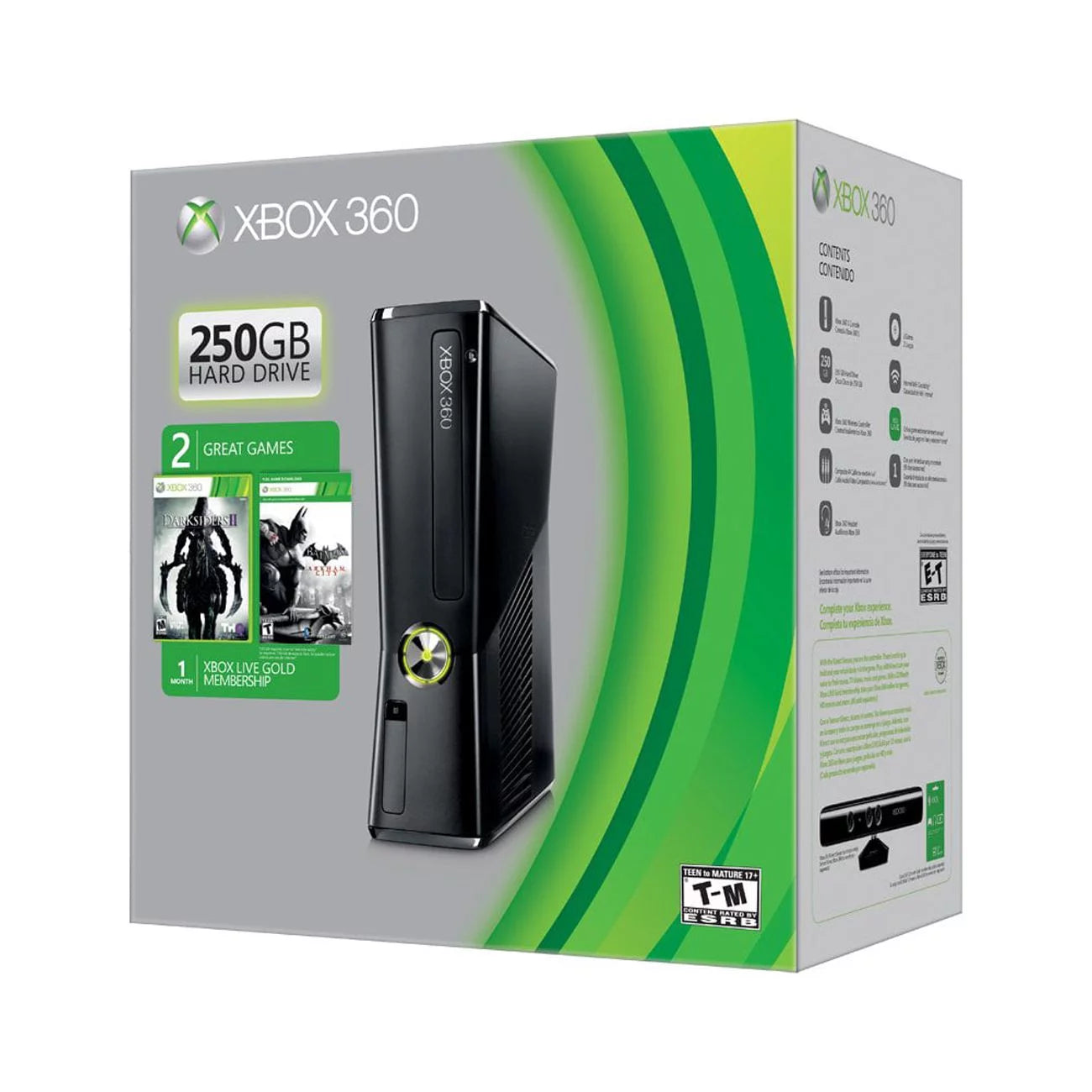 Open box microsoft xbox 360 slim 250gb wifi game console bundle black r9g-00198