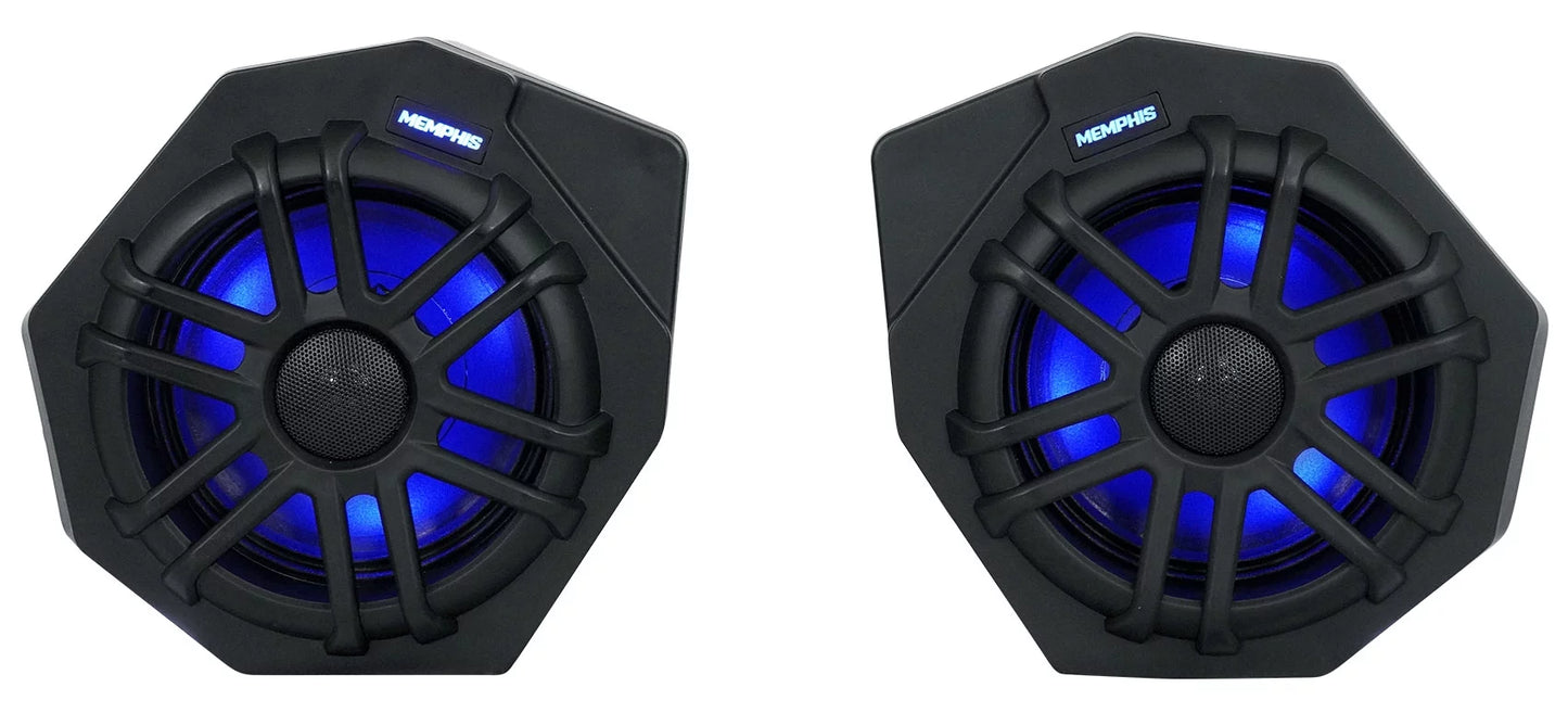 (2) memphis canamx365fe speakers+pods+led tower speakers+amp for 2017+ can am x3