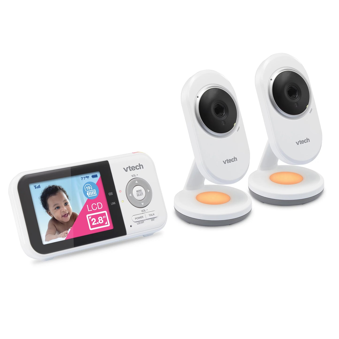 Vtech vm3254-2 fixed camera with 2.8" high resolution parent unit and 2 cameras