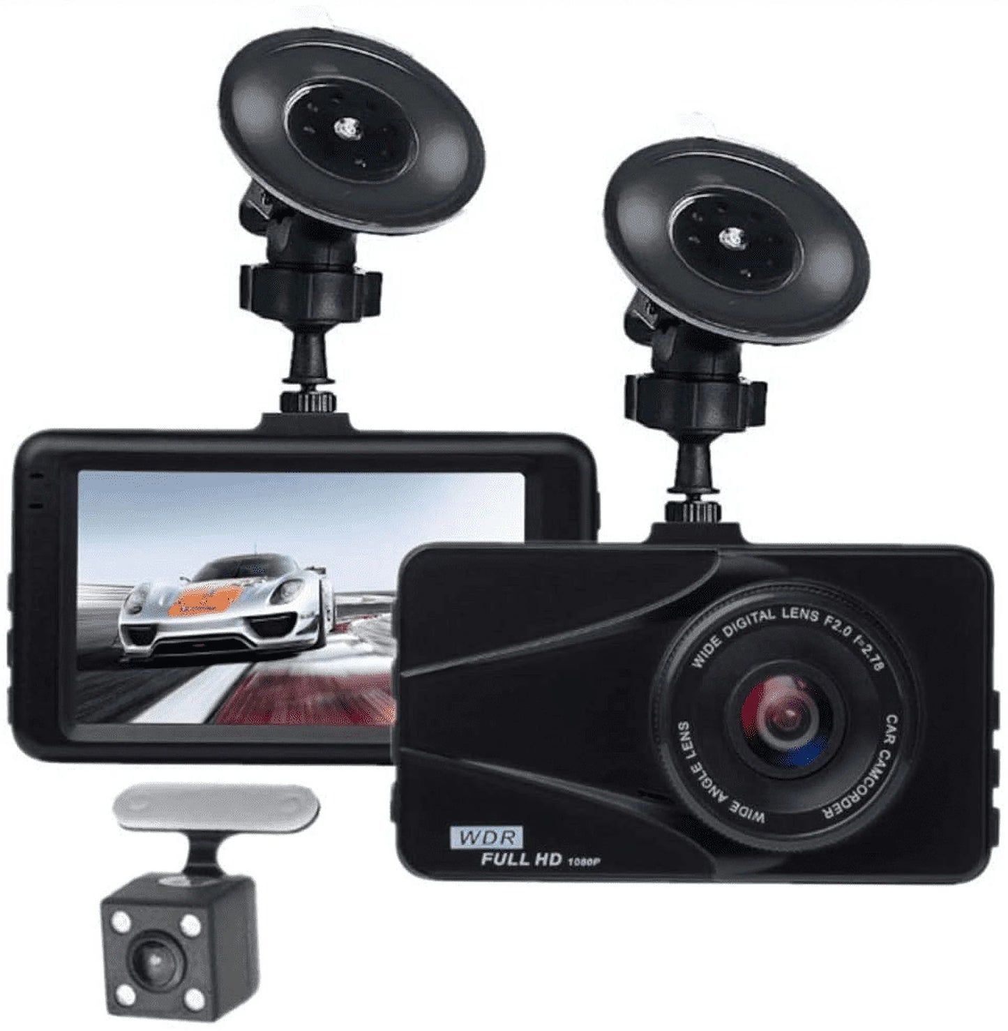 T670 plus dvr dash cam for vans front dual travel recorder full hd 3" lcd screen 170° wide angle, wdr, g-sensor, loop recording motion detection excellent video images