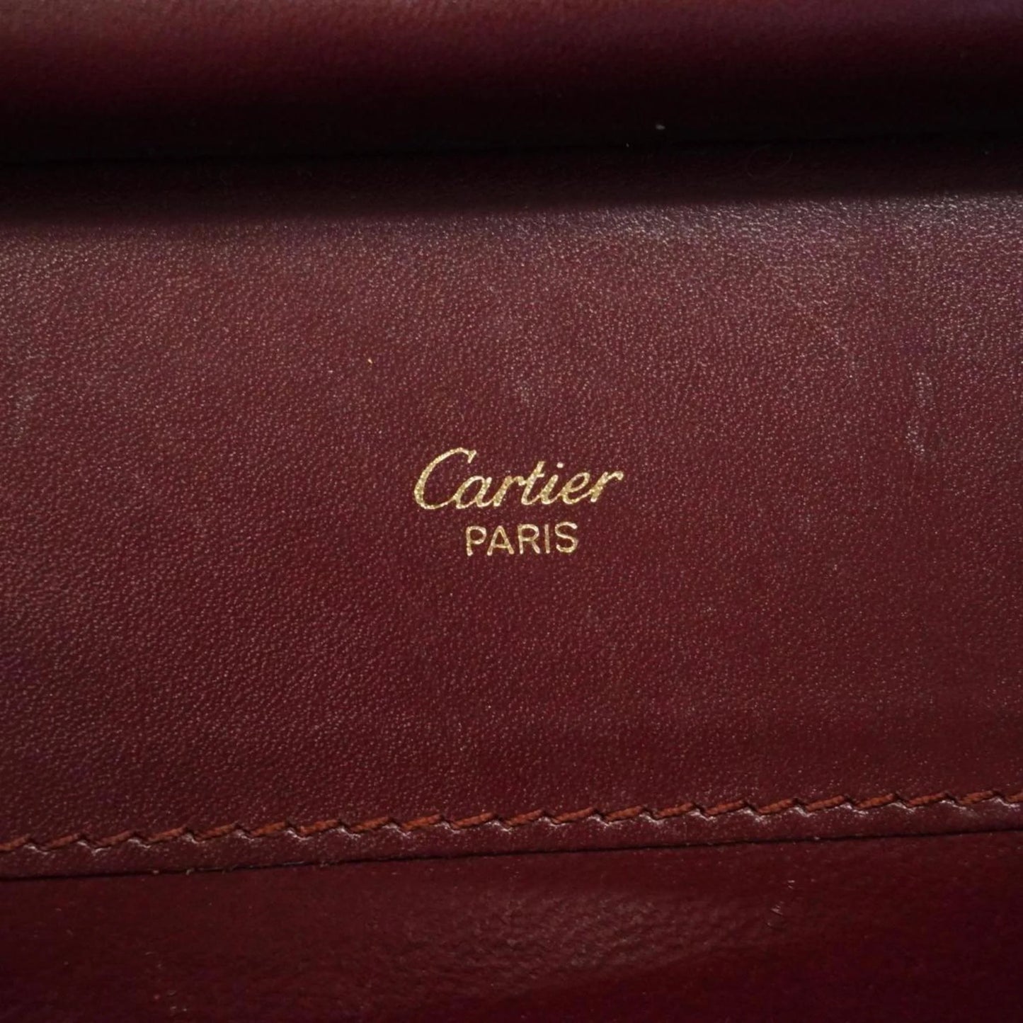 Pre-owned cartier shoulder bag must leather bordeaux women's (good)