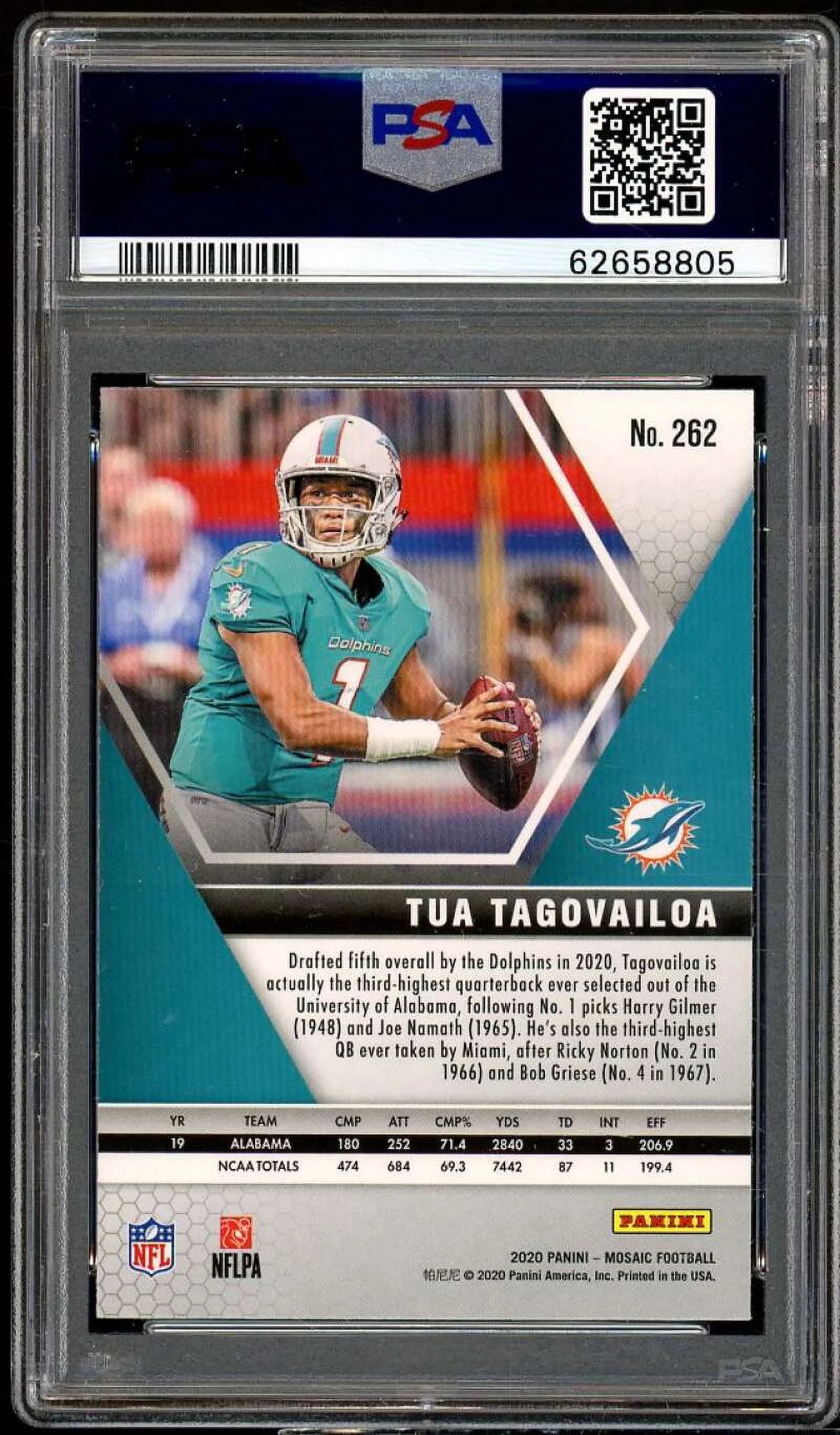 Tua tagovailoa rookie card 2020 panini mosaic #262 psa 9