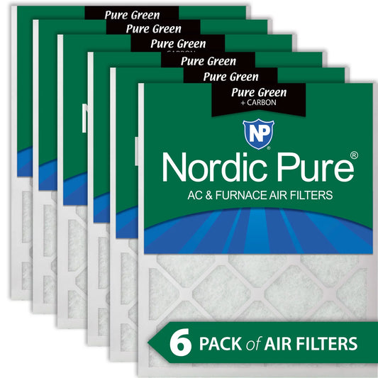 18x30x1 (17_3/4x29_3/4) pure green plus carbon eco-friendly air filters 6 pack